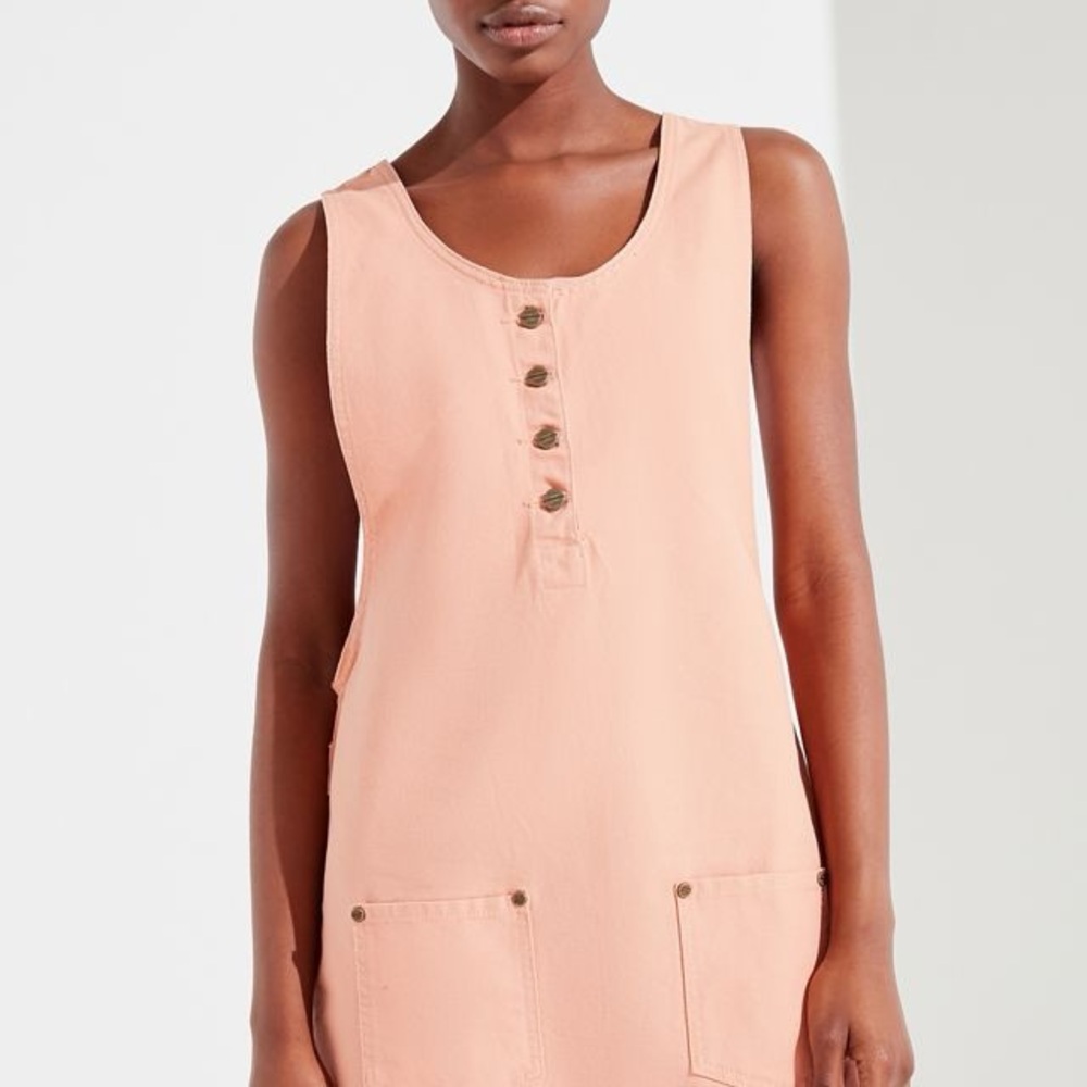 Obey Peach Denim Jeanne Pinafore Dress